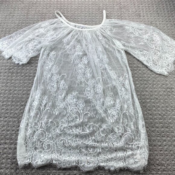 Other - Women See Through Lace Sleepwear Blouse White Size XL